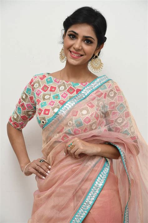 South Indian Model Actress Priyanka Photos In Maroon Saree Tollywood