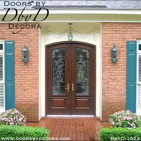 custom estate leaded glass double entry doors wood doors  decora