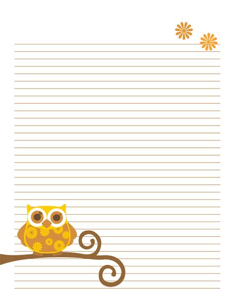 images  cute printable notebook paper  printable owl
