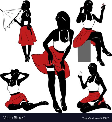 Pin Up Silhouettes Royalty Free Vector Image Vectorstock