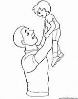 Father Coloring Pages Son Dad Fathers Happy Kids Printable Daddy Lifting Dads Young Birthday Preschool Colouring Print Printactivities Sheets His sketch template
