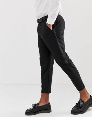 bershka elegante broek met zwarte zijstreep asos
