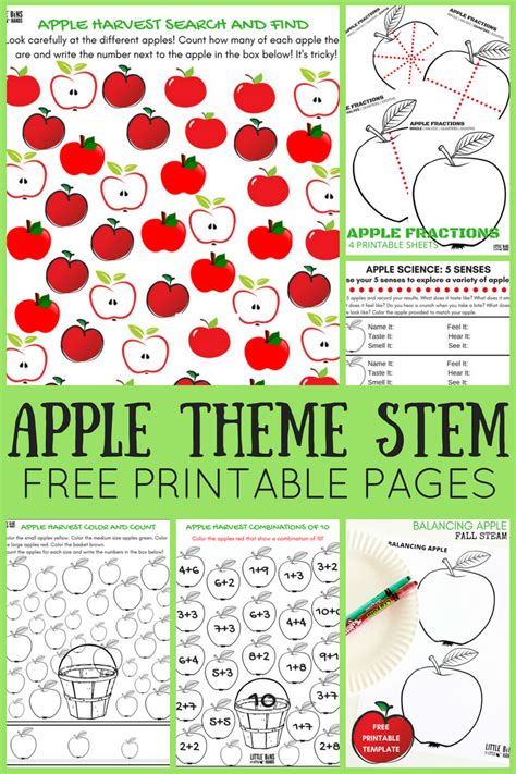 apple worksheets  preschool  bins   hands