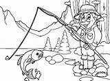 Fisherman Pages Landscape Lake Coloring Fishing Printable Kids Template Categories Adult sketch template