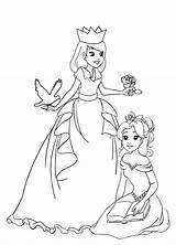Princess Coloring Pages Princesses Color Two Simple Bird Clipartqueen sketch template