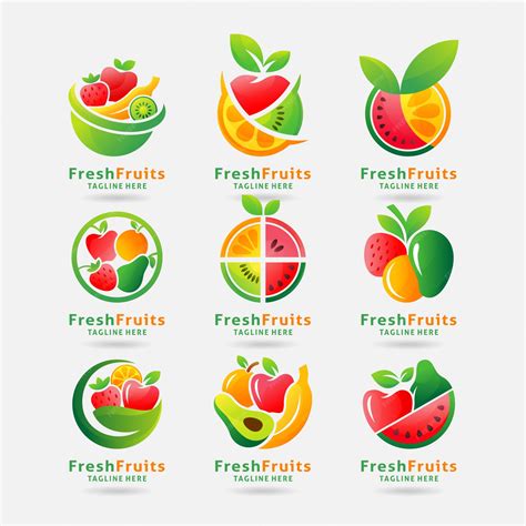 premium vector collection  fresh fruits logo