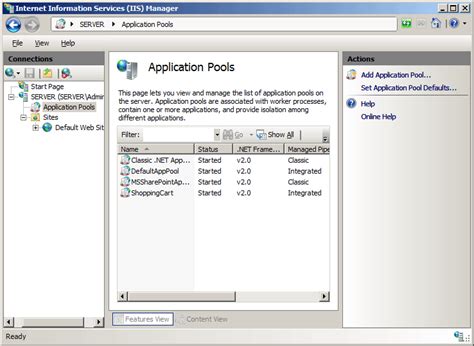 application pool defaults microsoft learn