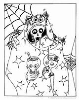 Coloring Pages Halloween Goblin Printable Sheets Scary Skull sketch template