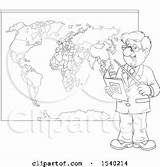 Geography Royalty Coloring Lineart Pointing Pages Teacher Male Map Bannykh Alex Illustrations sketch template