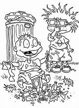 Coloring Rugrats Garbage Chuckie Tommy Playing Because Find So Color sketch template