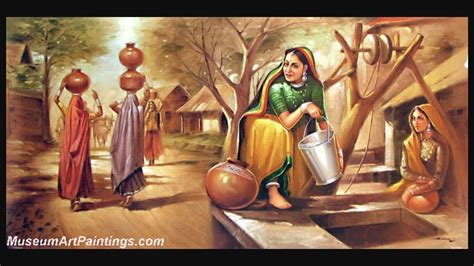 Indian Paintings Village Scene Drawing Indian Paintings India Painting