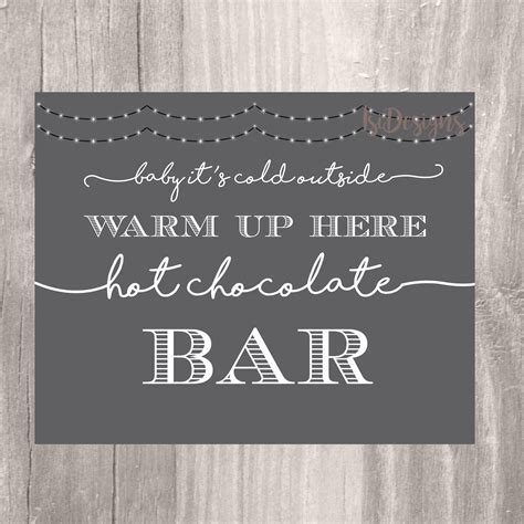 hot chocolate bar sign instant  printable chalkboard etsy