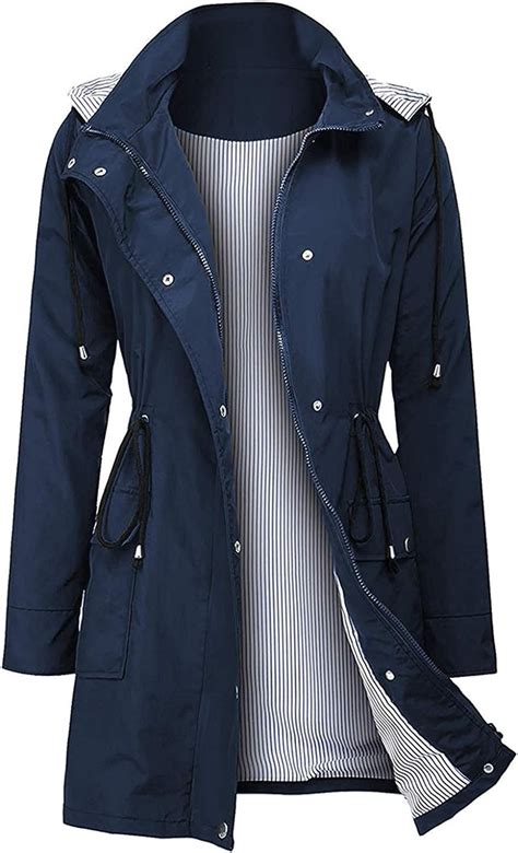 arthas women light rain jacket waterproof active outdoor trench raincoat  hood lightweight
