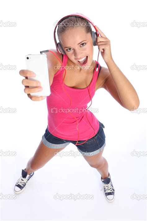 dançando diversão para sexy música adolescente no telefone