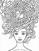 Coloring Pages Hair Crazy Long Girl Adult Wacky Beautiful Drawing Nerd Adults Animal Color Printable Manga Colouring Getcolorings Watercolor Pencils sketch template