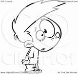Stunned Boy Looking Illustration Cartoon Clipart Royalty Toonaday Lineart Outline Vector sketch template