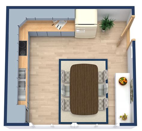 shaped kitchen floor plan  dining table