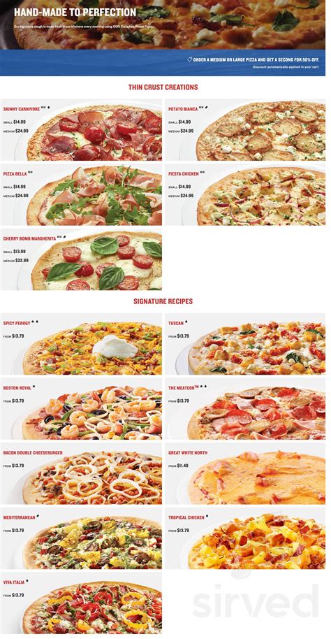 boston pizza menu  pembroke ontario canada