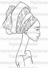 Digi Africaine Stamps Afican Dessin Africanos Africanas Africaines Turbante Turbantes Africano épinglé Sur Coloriage Negras Castillo Mulher sketch template