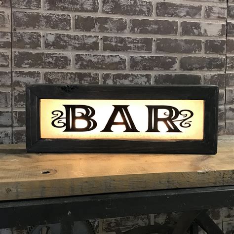 vintage style lighted bar signs  lit signs  home bar wine