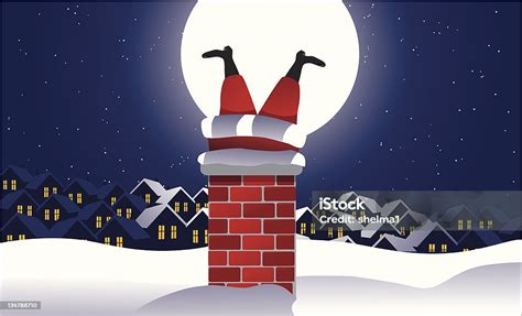 santa stuck   chimney stock illustration  image