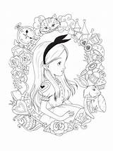 Alice Wonderland Colouring Coloring Pages Book sketch template