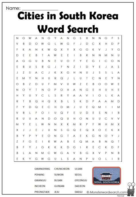 cities  south korea word search south korea history word search