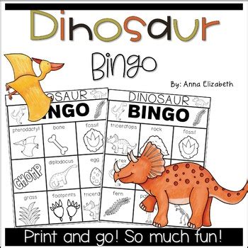 dinosaur activity bingo  anna elizabeth teachers pay teachers