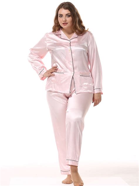 size  xl women pajama pijama set satin pcs sleepwear spring autumn long sleeve home