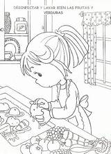 Lavando Verduras Las Antes Niña Coloring Comer Pages Nina 為孩子的色頁 sketch template