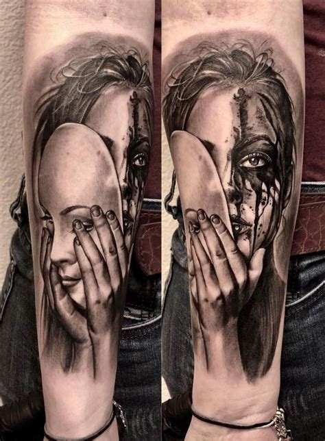 Woman And Mask Tattoo By Tomas Limited Availability At Revival Tattoo