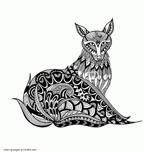 fox coloring pages for adults coloring pages printablecom