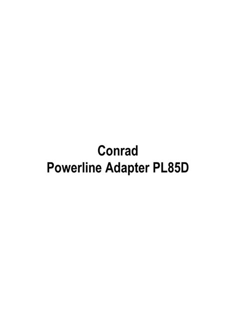 conrad powerline adapter pld user manual manualzz