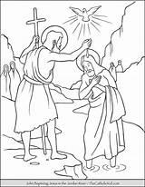 Jesus Baptizing Baptist Colouring Thecatholickid Holy sketch template