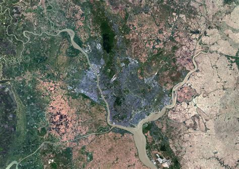 yangon myanmar satellite image stock image  science