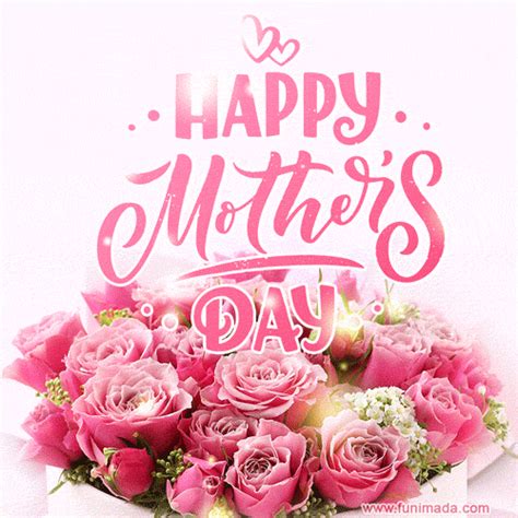 amazing pink roses  glitter happy mothers day animated image