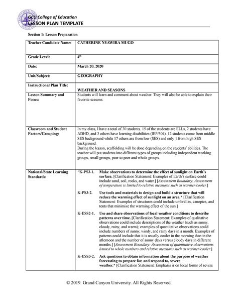 lesson plan template lesson plan template section  lesson