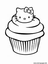 Kitty Cupcake Coloring Hello Pages Printable Print sketch template
