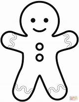 Gingerbread Man Coloring Pages Simple Christmas Colouring Printable Cute Easy Drawing Supercoloring Kids Version Choose Board Categories sketch template