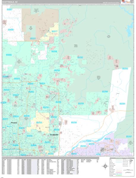 scottsdale arizona wall map premium style  marketmaps mapsales