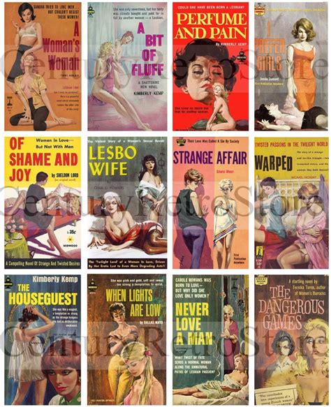 Lesbian Pulp Fiction Cover Art Digital Printable Collage Sheet Etsy