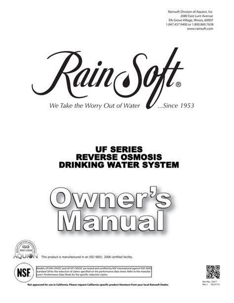 rainsoft ultrefiner system manual