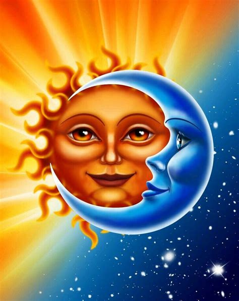 Luna Y Sol Pintura De Sol Sol Luna Y Estrellas Arte De Luna