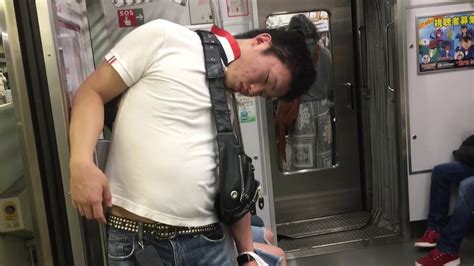 Japanese Hard Life Sleeping By Standing In Train Youtube