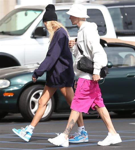 hailey baldwin wears the 1500 sneakers for outing with justin bieber