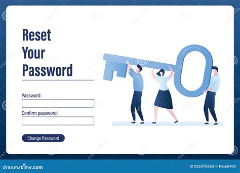 Reset Password Landing Page Various Business Characters With Big Key