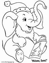 Coloring Christmas Elephant Pages Animals Printable Colouring Animal Card Kids Cute Color Santa Elephants Little Sheet Sheets Print Holiday Claus sketch template