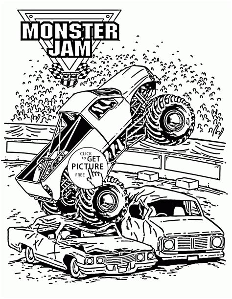 smashing monster truck jam coloring page  kids transportation