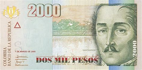 billete de 2 000 pesos banco de la república banco central de colombia