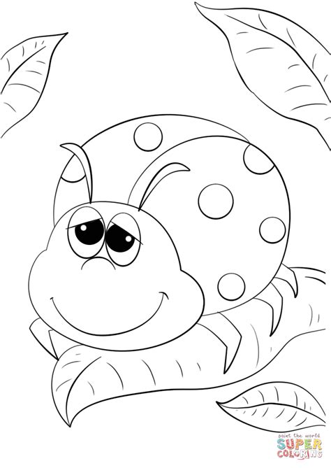 cute cartoon ladybug coloring page  printable coloring pages